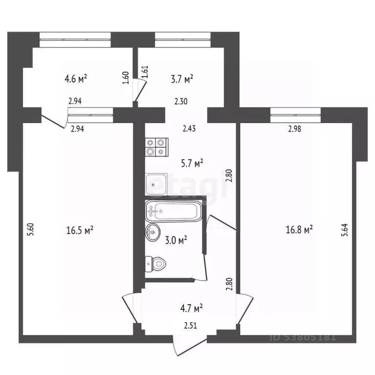 2-к кв. Ростовская область, Ростов-на-Дону просп. 40-летия Победы, ... - Фото 2
