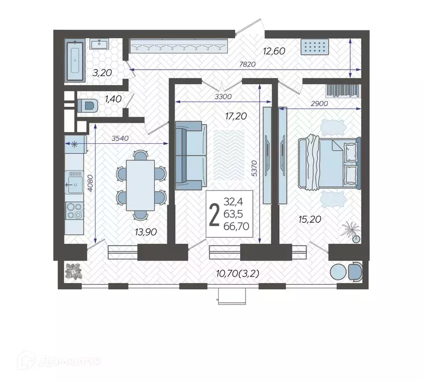 Продаётся 2-к квартира, 66.7 м - Фото 0