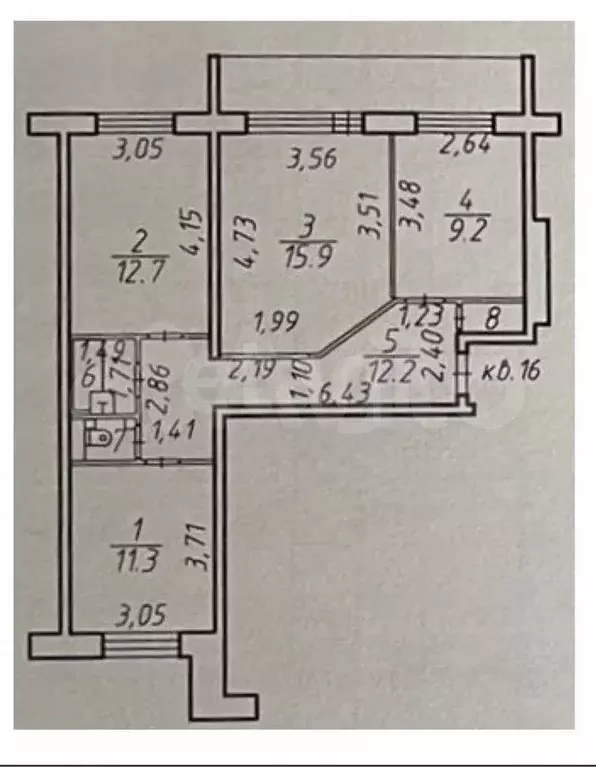 3-к. квартира, 65,4 м, 4/9 эт. - Фото 0