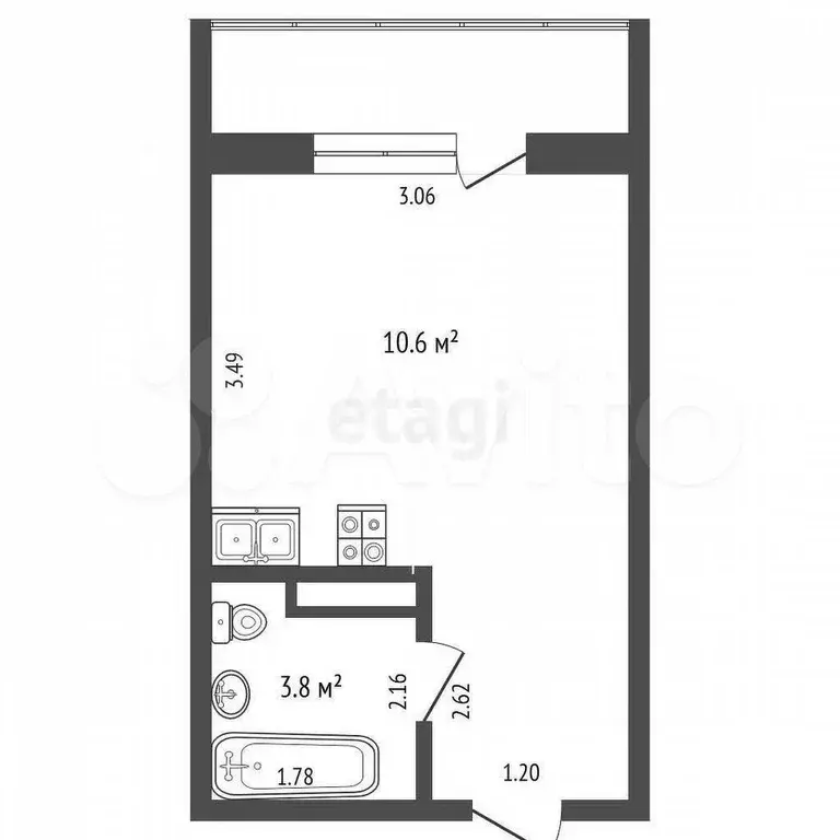 Квартира-студия, 15,8 м, 5/10 эт. - Фото 0