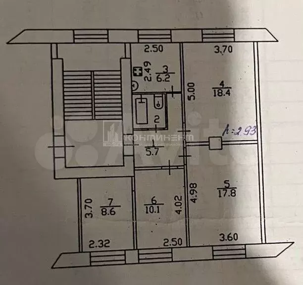4-к. квартира, 69,3 м, 4/4 эт. - Фото 0