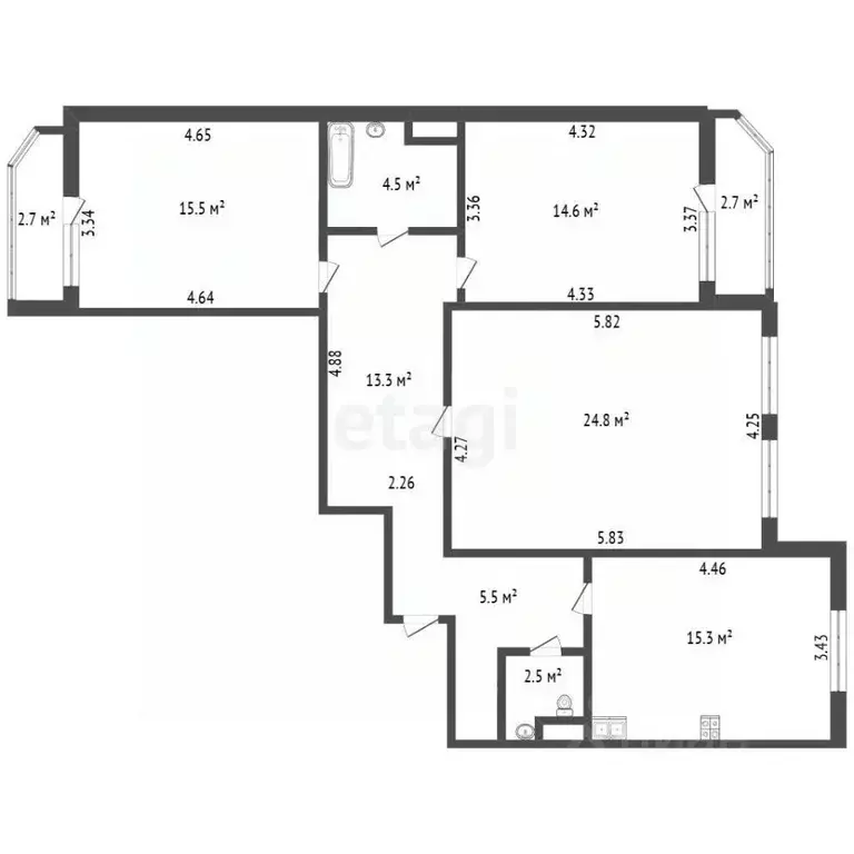 3-к кв. Санкт-Петербург ул. Тамбасова, 13К2 (96.0 м) - Фото 2