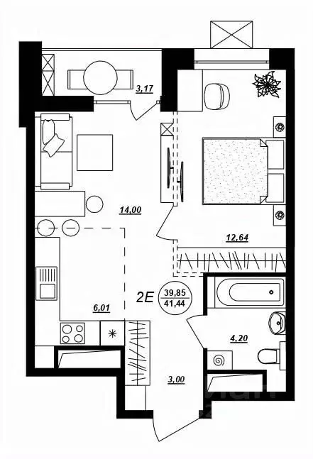 2-к кв. Хабаровский край, Хабаровск ул. Демьяна Бедного (41.44 м) - Фото 1