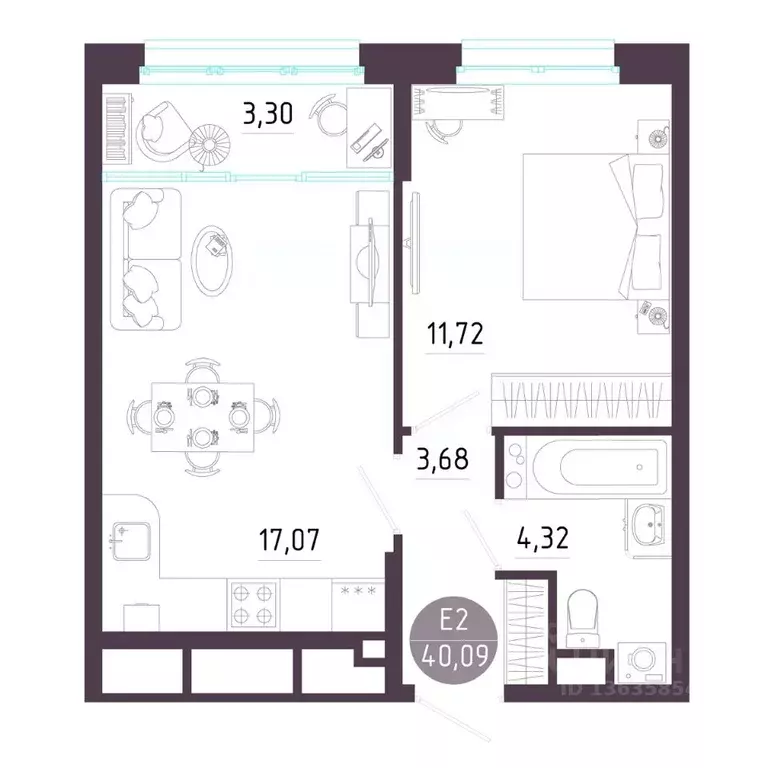 1-к кв. Тульская область, Тула ул. Пряничная, 7 (40.09 м) - Фото 1
