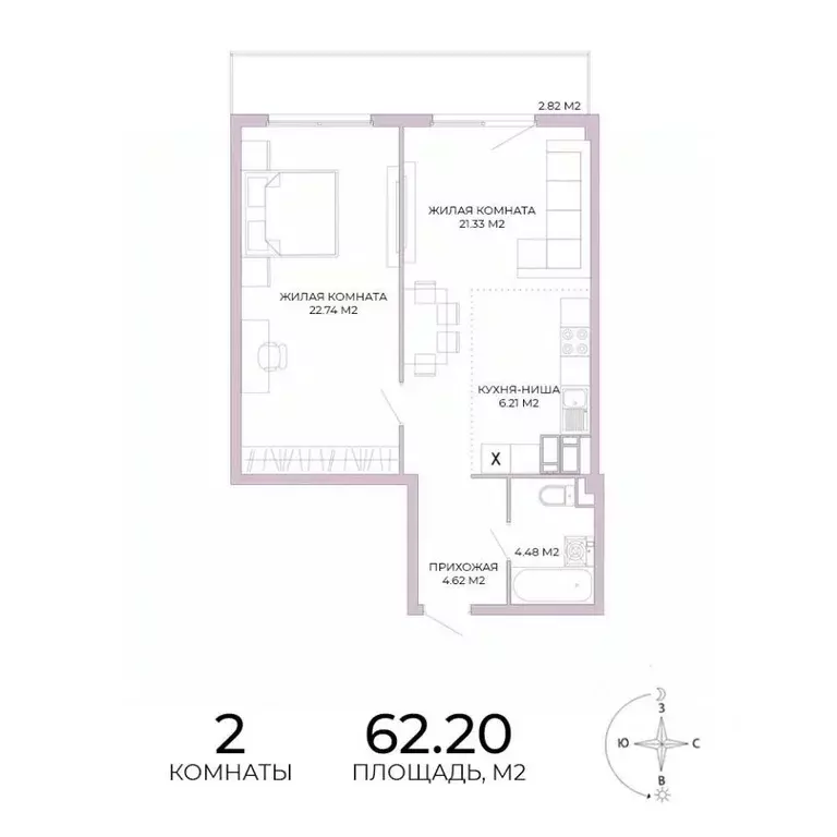 2-к кв. Пензенская область, Пенза Побочинская ул., с18 (62.2 м) - Фото 0