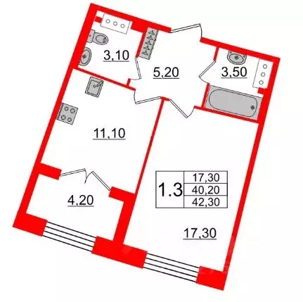 1-к кв. Санкт-Петербург Петровский просп., 28к2 (42.3 м) - Фото 1