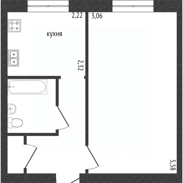 1-к кв. Омская область, Омск Звездная ул., 2Е (30.0 м) - Фото 2