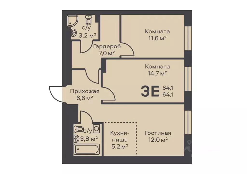 3-к кв. Пермский край, Пермь ул. Подводников (64.1 м) - Фото 1
