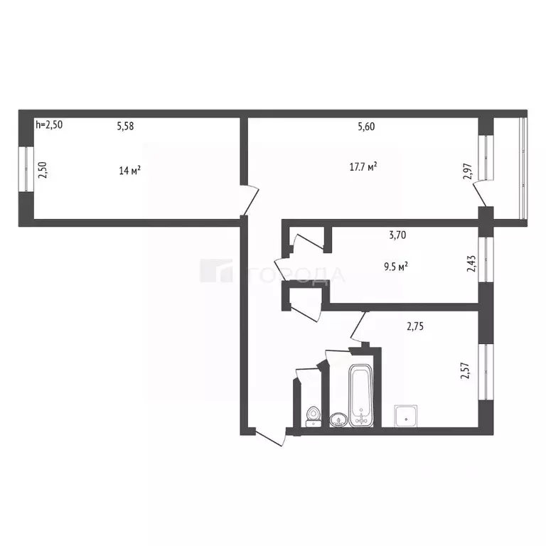 3-к кв. Кемеровская область, Новокузнецк ул. Челюскина, 17 (58.4 м) - Фото 2