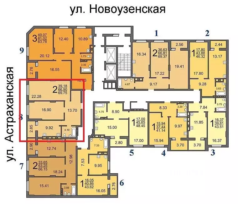 2-к кв. Саратовская область, Саратов Новоузенская ул., 89к1 (69.75 м) - Фото 1