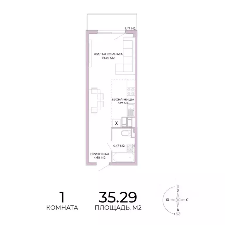 1-к кв. Пензенская область, Пенза Побочинская ул., с18 (35.29 м) - Фото 0