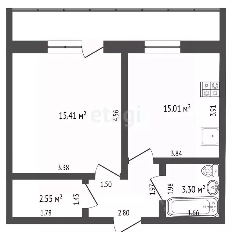 1-к кв. Тюменская область, Тюмень бул. Бориса Щербины, 13 (37.6 м) - Фото 2