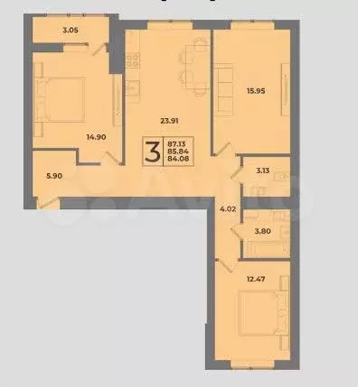 8-к. квартира, 87,1 м, 2/8 эт. - Фото 1