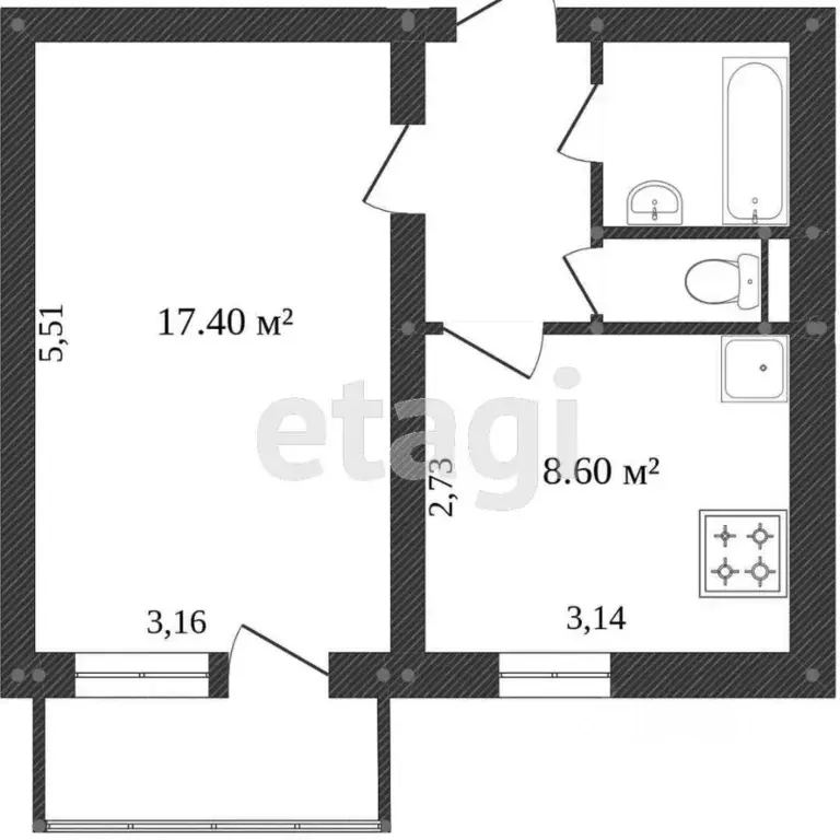 1-к кв. Белгородская область, Белгород Славянская ул., 7 (34.0 м) - Фото 2
