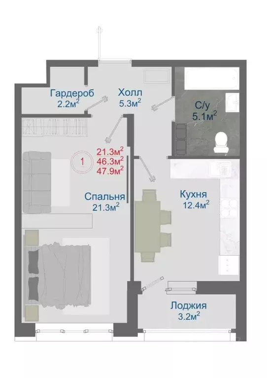 1-к кв. Воронежская область, Новоусманский район, пос. Отрадное ул. ... - Фото 1