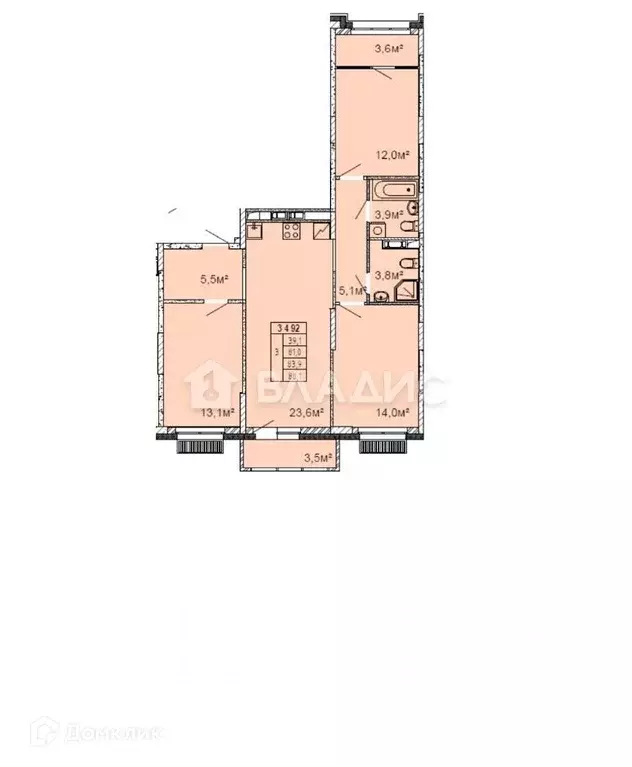 Продаётся 3-к квартира, 83.9 м - Фото 0