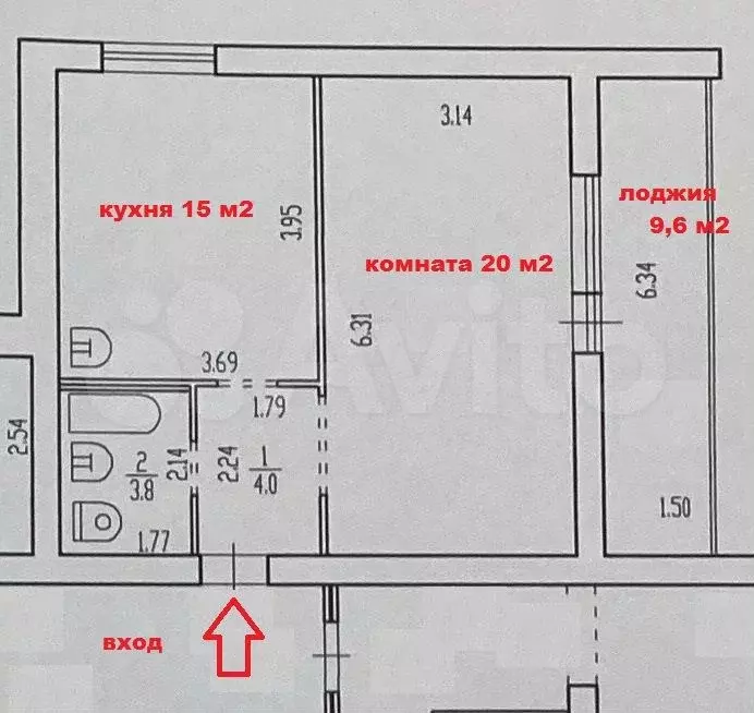 1-к. квартира, 42 м, 3/5 эт. - Фото 0