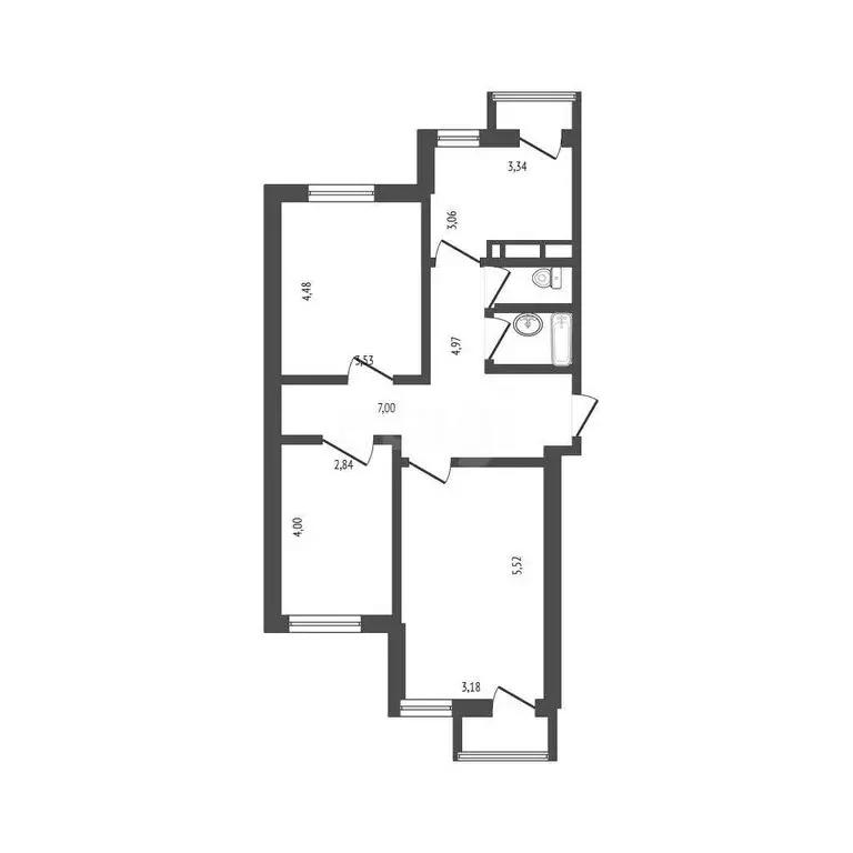3-комнатная квартира: посёлок Дубовое, Чудесная улица, 2 (74 м) - Фото 1