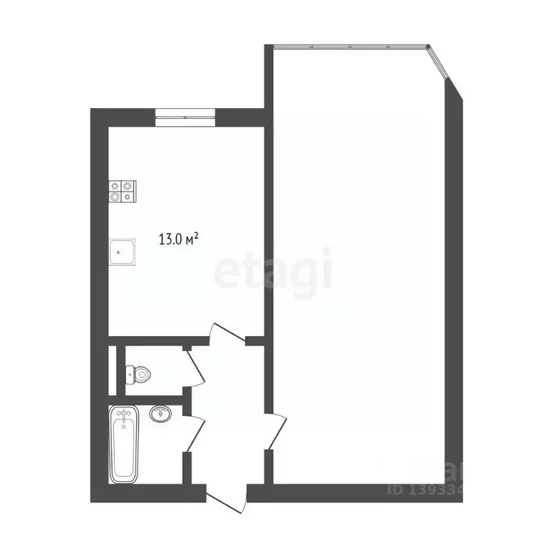 1-к кв. Тюменская область, Тюмень Холодильная ул., 116 (40.3 м) - Фото 1