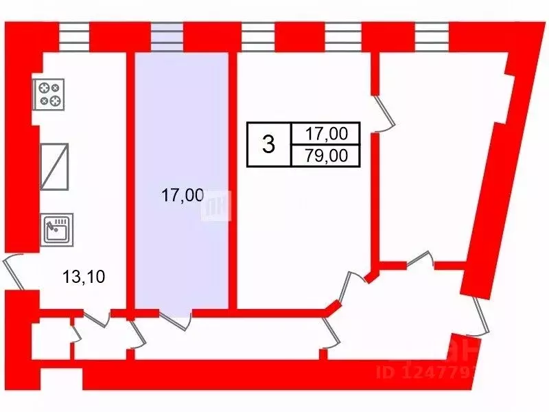 Комната Санкт-Петербург Съезжинская ул., 11 (17.0 м) - Фото 1