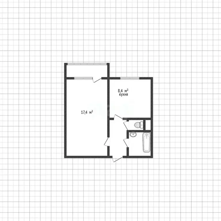 1-к кв. Белгородская область, Белгород ул. Щорса, 45а (33.0 м) - Фото 2