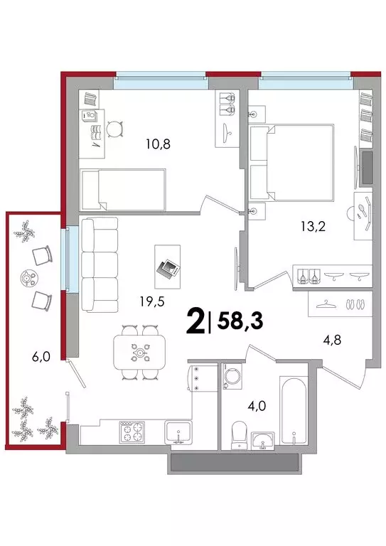 2-комнатная квартира: Тверь, улица С.Я. Лемешева, 6 (58.3 м) - Фото 0