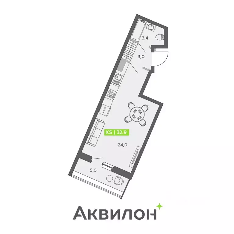 Студия Санкт-Петербург ул. Чирикова, 5 (32.9 м) - Фото 0