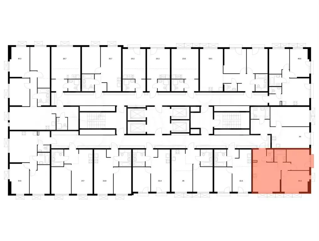 2-к. квартира, 48,9 м, 14/24 эт. - Фото 1