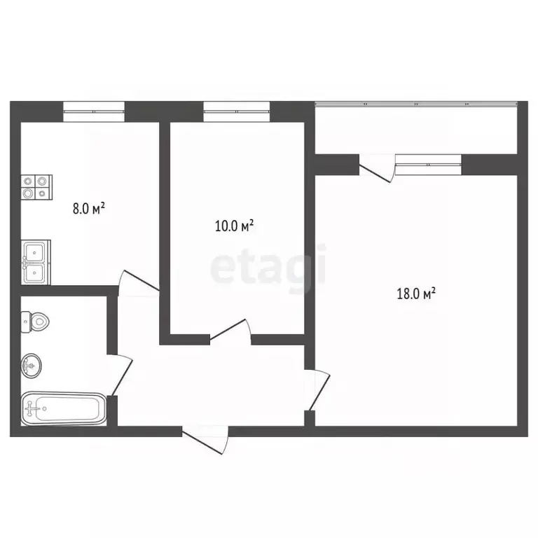 2-к кв. Самарская область, Самара Чернореченская ул., 47 (43.0 м) - Фото 2