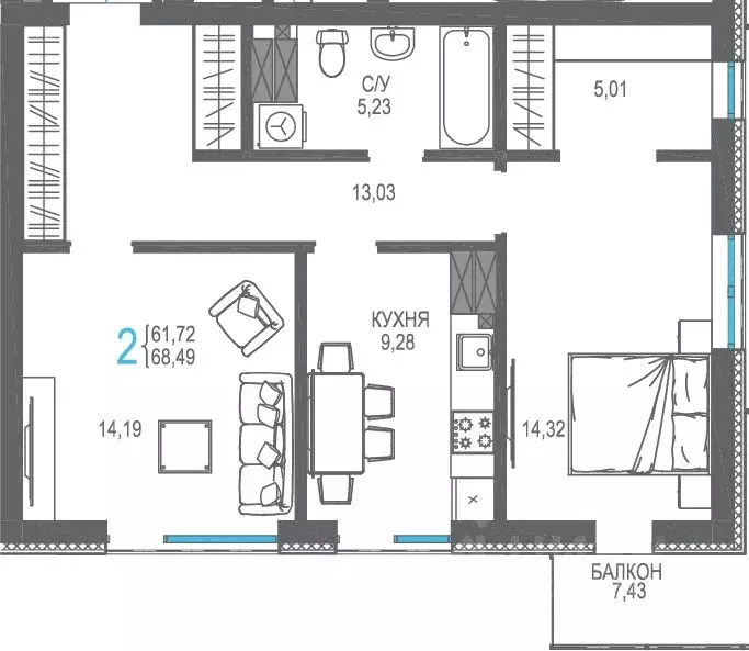 2-к кв. Крым, Ялта проезд Бакунинский, 13 (68.49 м) - Фото 1