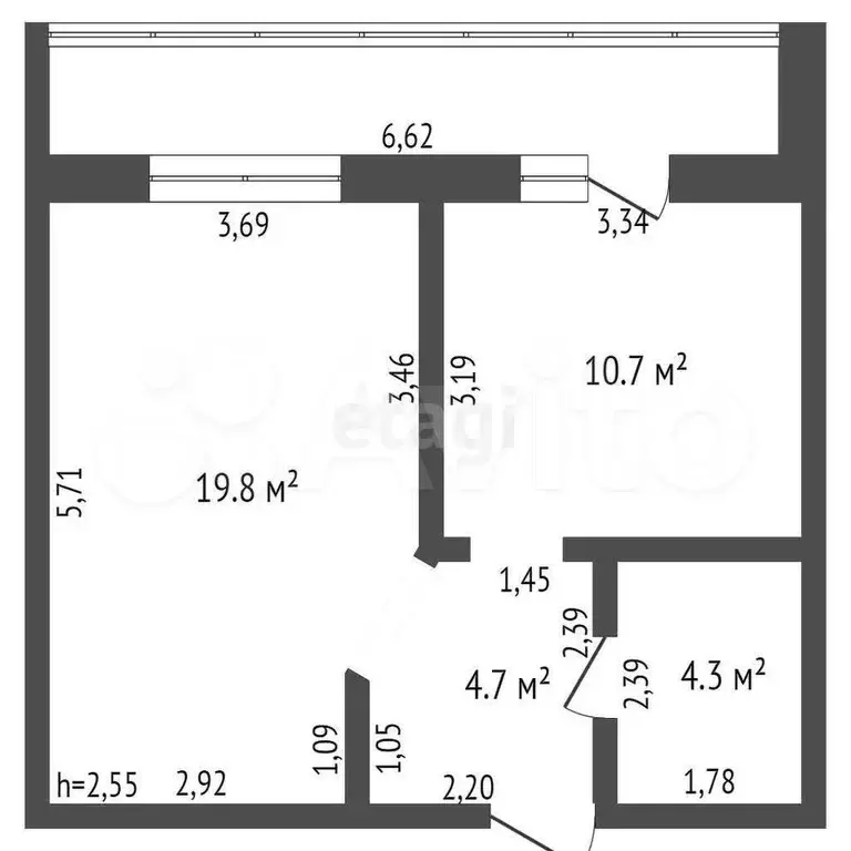 1-к. квартира, 39,5 м, 8/9 эт. - Фото 0