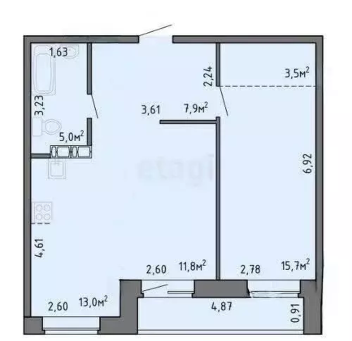 2-комнатная квартира: Абакан, проспект Дружбы Народов, 39 (55.2 м) - Фото 1