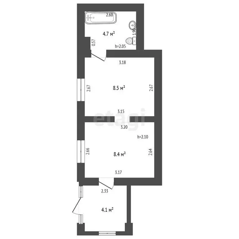 2-комнатная квартира: Алупка, Нагорный переулок, 10 (25.7 м) - Фото 1