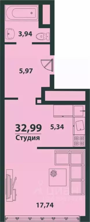 1-к кв. Ульяновская область, Ульяновск 19-й мкр, Аквамарин-2 жилой ... - Фото 0