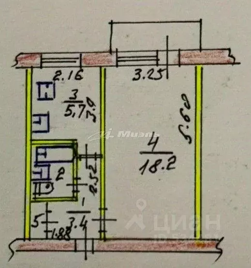 1-к кв. Крым, Симферополь ул. 1-й Конной армии, 19 (31.1 м) - Фото 2