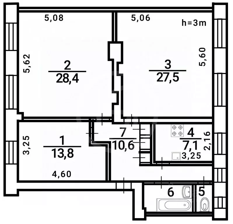 3-к кв. Москва Большая Почтовая ул., 18/20К17 (92.0 м) - Фото 1