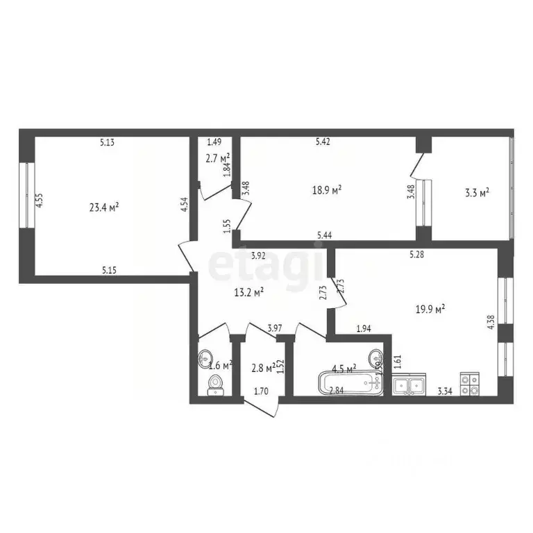 2-к кв. Мордовия, Саранск ул. Полежаева, 153 (73.8 м) - Фото 2