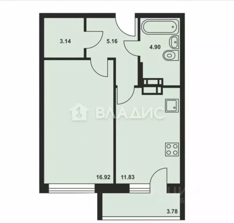 1-к кв. Владимирская область, Владимир ул. Всесвятская, 12 (42.4 м) - Фото 2