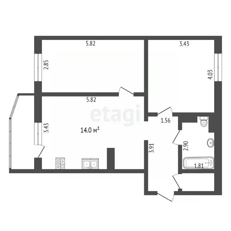 2-к кв. Ханты-Мансийский АО, Сургут ул. Семена Билецкого, 6 (62.3 м) - Фото 1