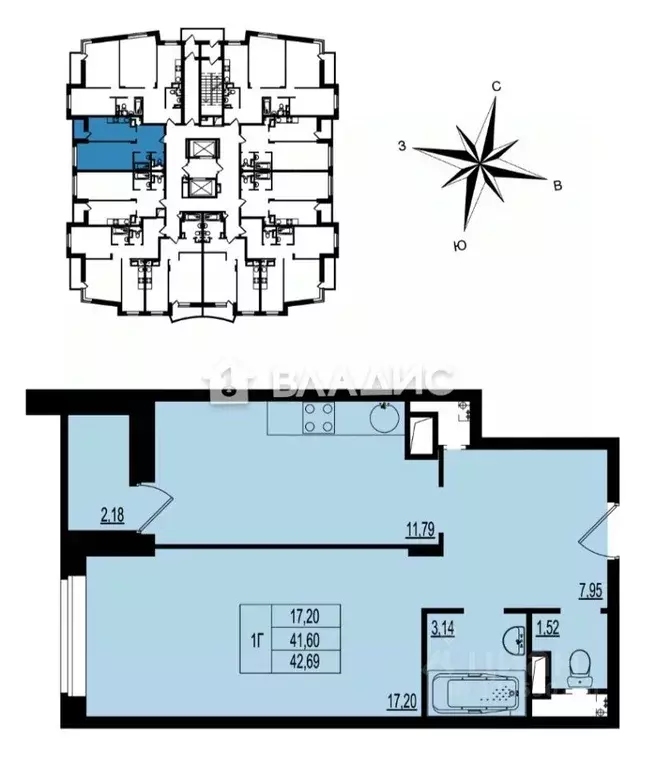 1-к кв. Владимирская область, Владимир ул. Родионовка, 14к3 (42.5 м) - Фото 1