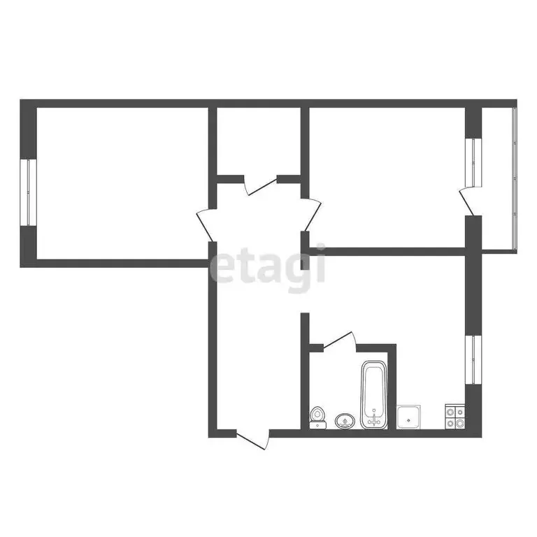 2-комнатная квартира: Узловая, улица 14 Декабря, 48 (51.5 м) - Фото 1