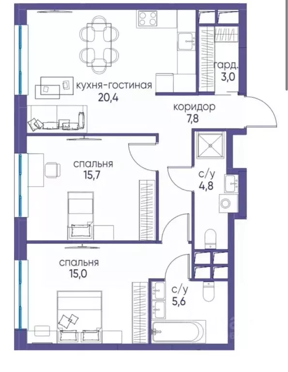 2-к кв. Москва ул. Нижние Мневники, 20 (71.4 м) - Фото 1