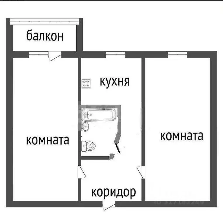 2-комнатная квартира: Курган, улица Свердлова, 24 (43.8 м) - Фото 1