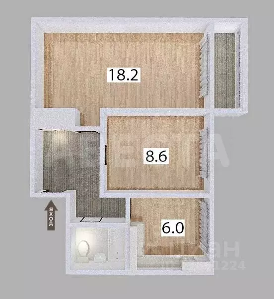 2-к кв. Омская область, Омск Городок Нефтяников мкр, ул. Энтузиастов, ... - Фото 2