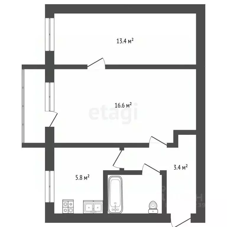2-к кв. Башкортостан, Стерлитамак ул. Тукаева, 5Б (43.6 м) - Фото 2
