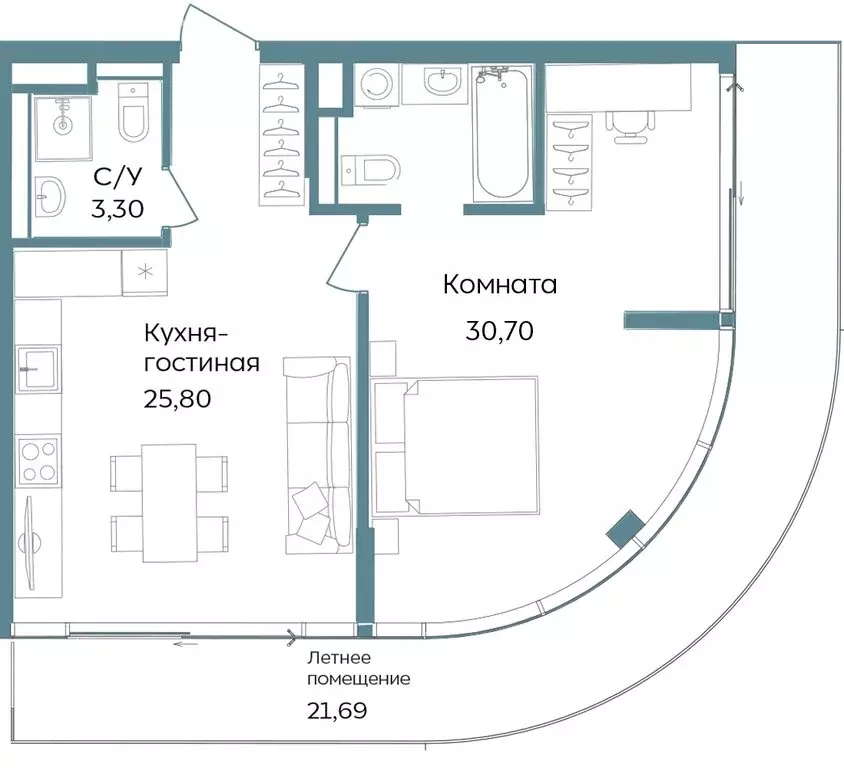 2-комнатная квартира: Саки, курортный кластер Темпо (81.49 м) - Фото 0