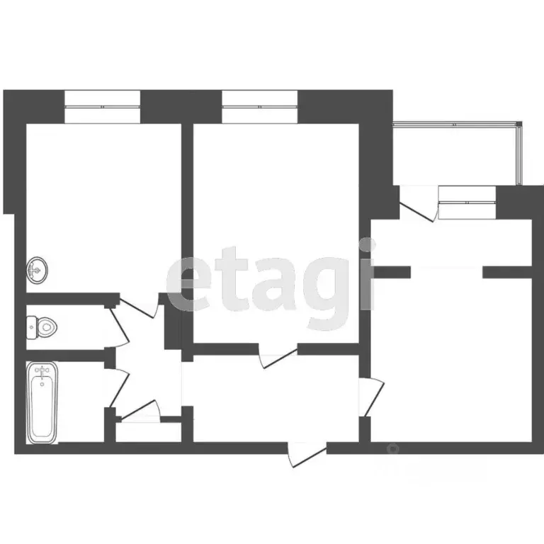 2-к кв. Томская область, Северск ул. Калинина, 92 (50.3 м) - Фото 2