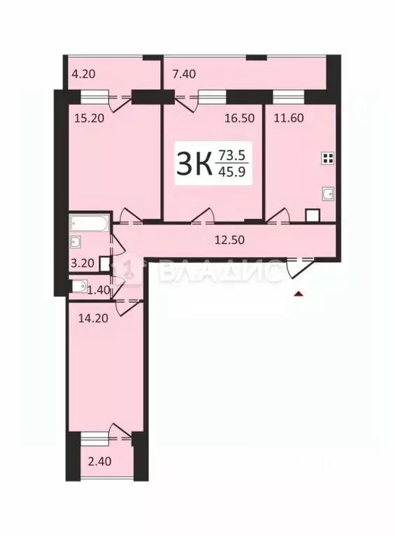 3-к кв. Владимирская область, Владимир ул. Фейгина, 22 (74.1 м) - Фото 2