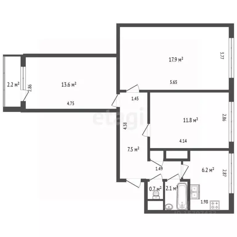 3-к кв. Санкт-Петербург Наличная ул., 45К1 (60.8 м) - Фото 1
