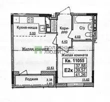2-комнатная квартира: Ижевск, улица Е.М. Кунгурцева, 45к1 (41.26 м) - Фото 0